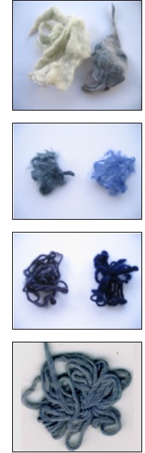 Blaufärben von Wolle mit unterschiedlichen Verfahren und Farbstoffen