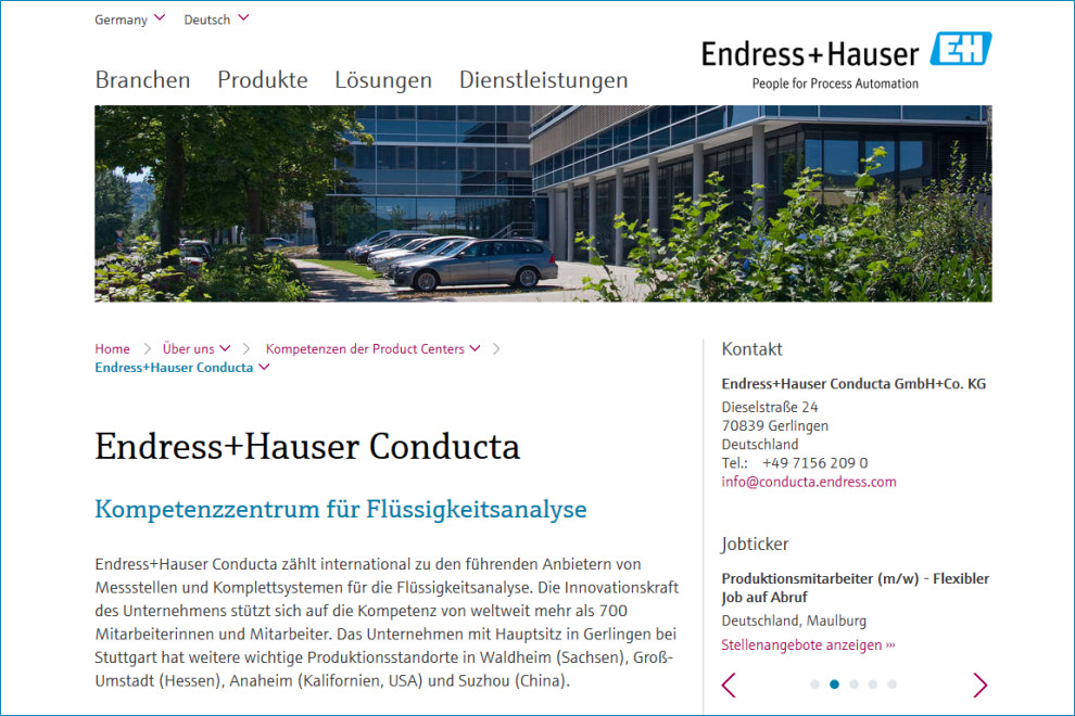 Besichtigung bei Endress+Hauser Conducta in Gerlingen