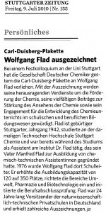 Wolfgang Flad ausgezeichnet - Carl-Duisberg-Plakette