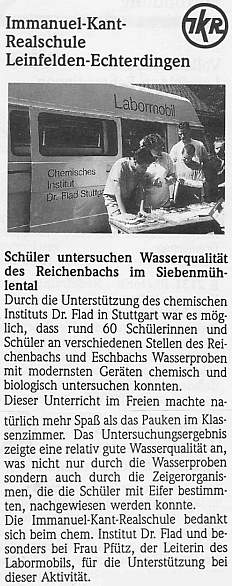 Schüler untersuchen Wasserqualität des Reichenbachs im Siebenmühlental