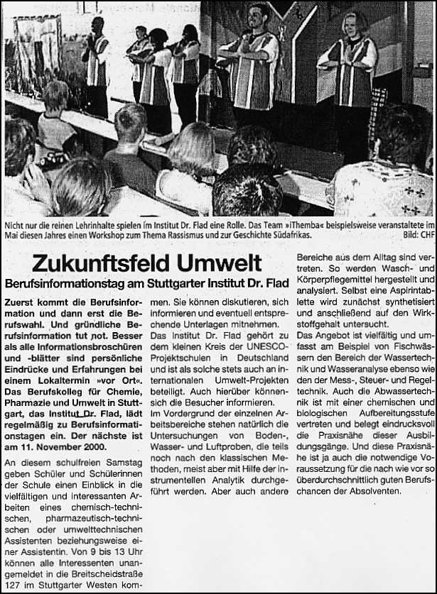 Schwäbisches Tagblatt vom 11.9.00